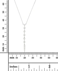 Cubic Zirconia Triangle Lariat Necklace in Sterling Silver, 16" + 2" extender
