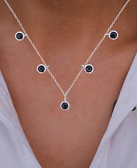 Black Spinel Bezel Dangle 18" Statement Necklace (1-3/8 ct. t.w.) in Sterling Silver
