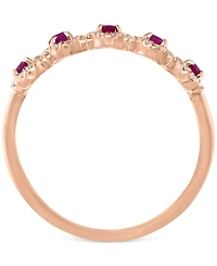 Ruby (1/3 ct. t.w.) & Diamond (1/6 Five Stone Halo Ring 14k Rose Gold