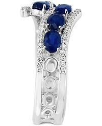 Sapphire (1-1/3 ct. t.w.) & Diamond (1/5 ct. t.w.) Bypass Ring in 14k White Gold