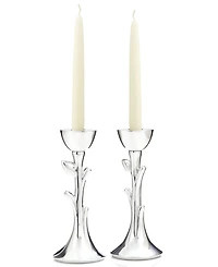 Nambe Judaica 8" Tree of Life Sabbath Candlesticks
