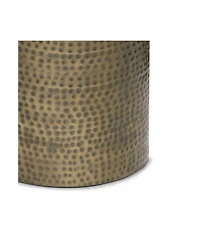 Simpli Home Corbin 16.1" Antique Gold Iron Wide Industrial Metal Side Table