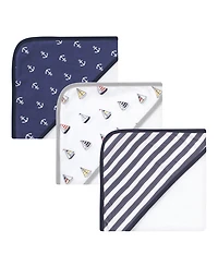 Hudson Baby Boys Plush Cotton Blend Hooded Bath Towel