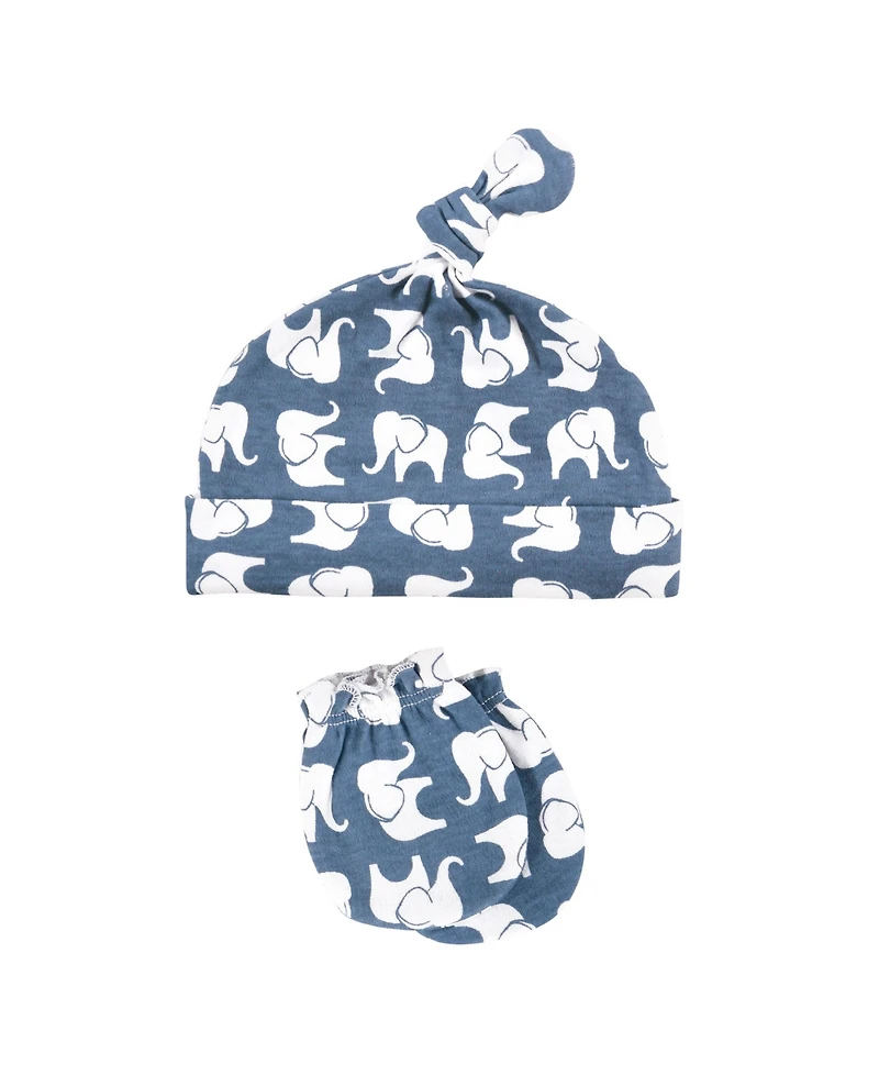 Hudson Baby Boys Essential 8-Piece Set Knotted Beanie Hats and Anti-Scratch Mitts