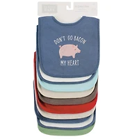 Hudson Baby Boys 10-Piece Soft Interlock Feeding Bib Set