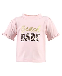 Hudson Baby Girls Swim Rashguard Set, Dainty Flower Pink, 3-6 Months