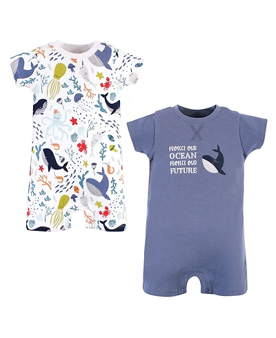 Touched by Nature Baby Boys Unisex 2 Pack of Natural Rompers