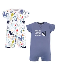 Touched by Nature Baby Boys Unisex 2 Pack of Natural Rompers