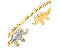 Wrapped Diamond Elephant Cuff Bangle Bracelet (1/4 ct. t.w.) in Sterling Silver or 14k Gold-Plated Sterling Silver, Created for Macy's