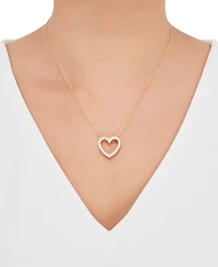 Cubic Zirconia Heart Pendant Necklace Sterling Silver