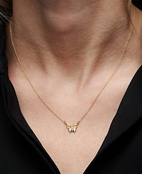 Wrapped Diamond Accent Butterfly 17" Pendant Necklace 14k Yellow, White or Rose Gold, Created for Macy's