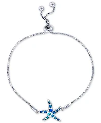 Lab-Created Blue Opal Starfish Bolo Bracelet in Sterling Silver
