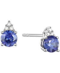 Sapphire (7/8 ct. t.w.) & Diamond Accent Stud Earrings in 14k Yellow Gold (Also in Emerald, Ruby, Morganite & Tanzanite)