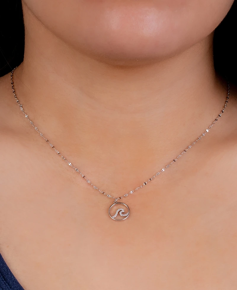 Giani Bernini Cubic Zirconia Wave Pendant Necklace in Sterling Silver, 16" + 2" extender, Created for Macy's