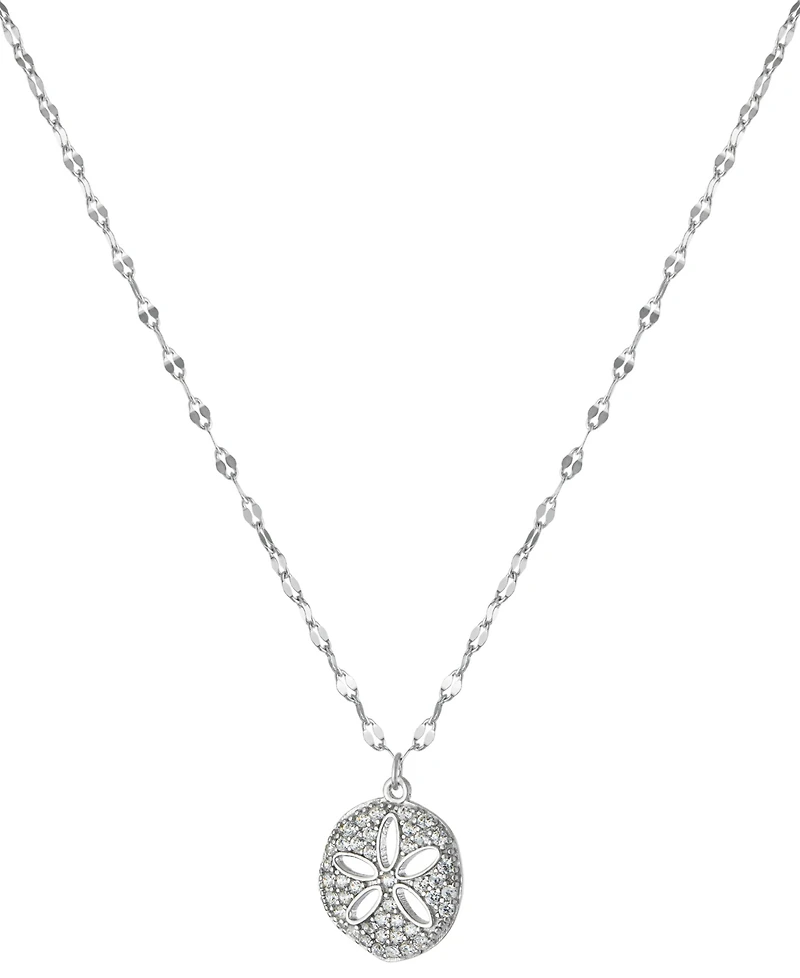 Textured Sand Dollar Pendant Necklace in Sterling Silver, 16" + 2" extender, Exclusively at Macy's
