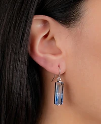Ombre Crystal Rectangle Drop Earrings Sterling Silver