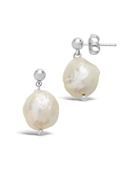 Women's Large Baroque Pearl Drop Stud Earrings
