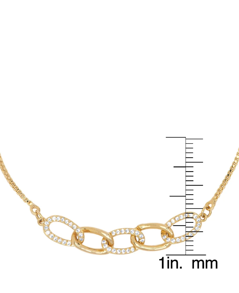 Cubic Zirconia Oval Link Adjustable Bolo Bracelet