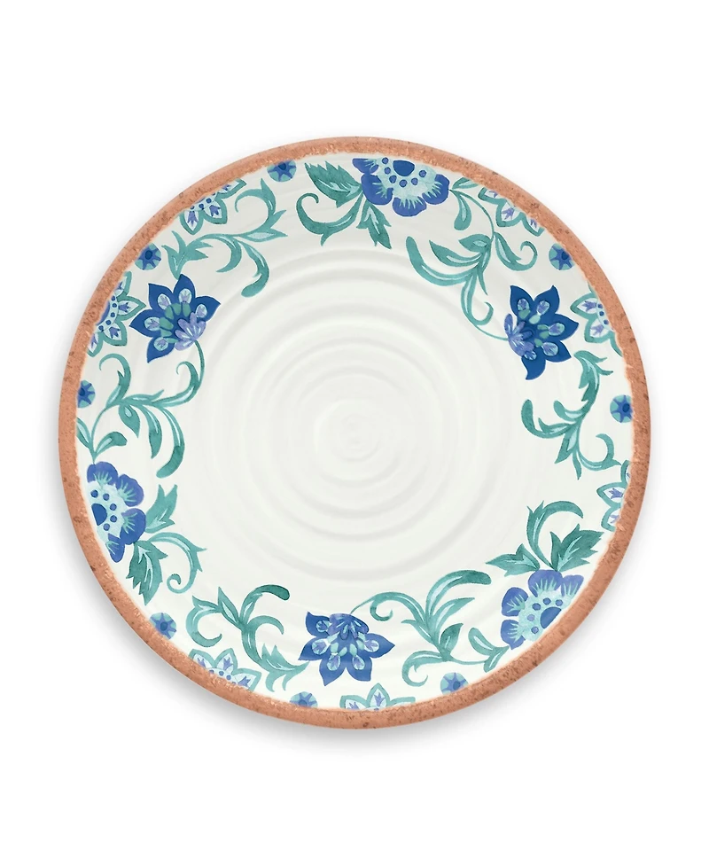 Abode Homewares Rio Turquoise Floral Melamine Dinner Plates, Set Of 6