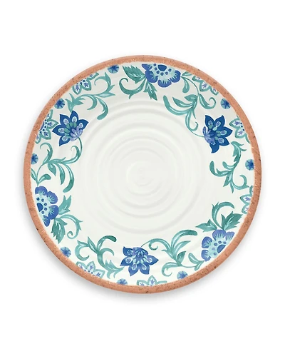 Abode Homewares Rio Turquoise Floral Melamine Dinner Plates, Set Of 6