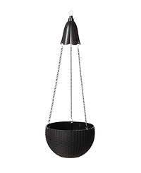Glitzhome Solar Lighted Plastic Hanging Planter, 30"
