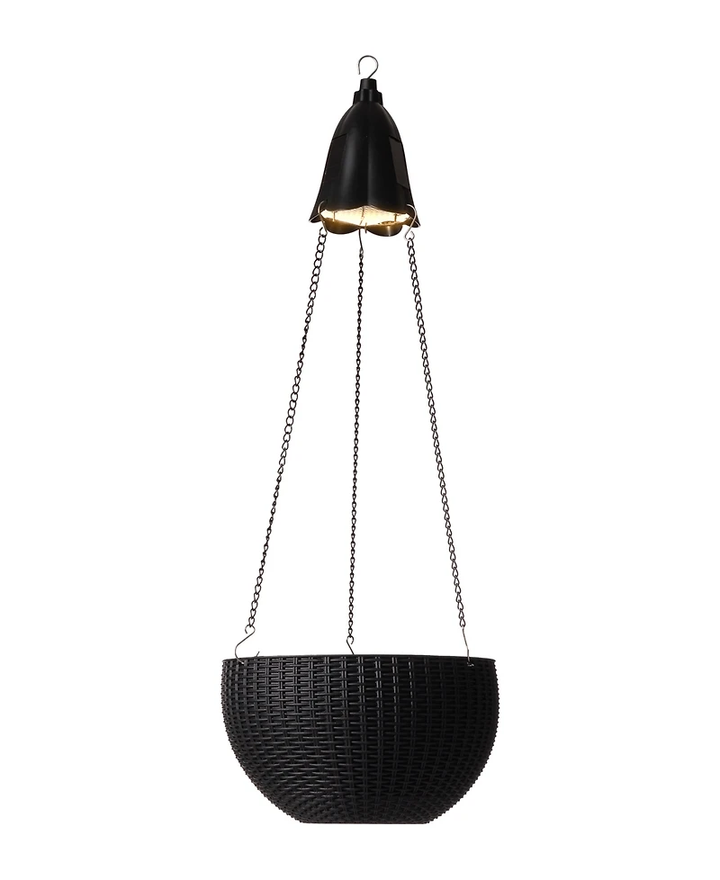Glitzhome Solar Lighted Plastic Hanging Planter, 30"