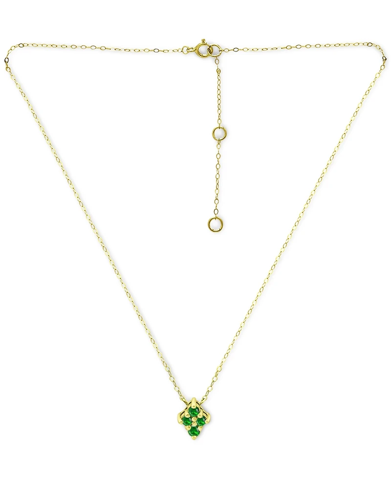 Giani Bernini Lab-Grown Green Quartz Cluster Pendant Necklace, 16" + 2" extender, Created for Macy's