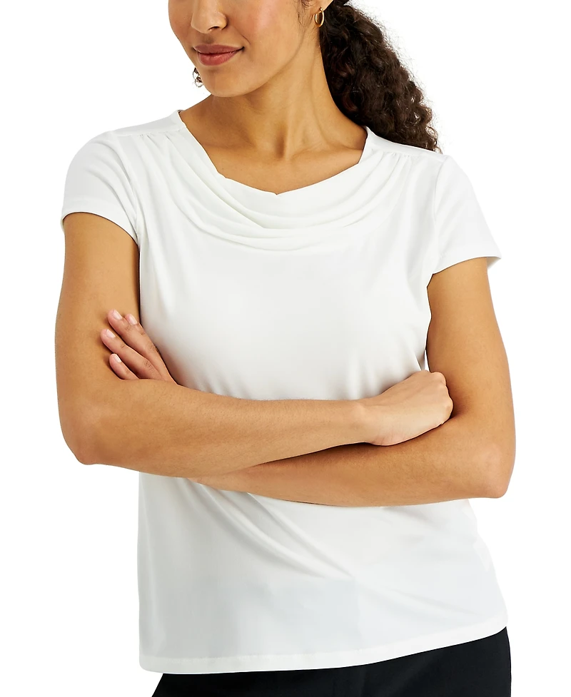 Kasper Women's Regular & Petite Cowl Neck Cap Sleeve Top, Petites