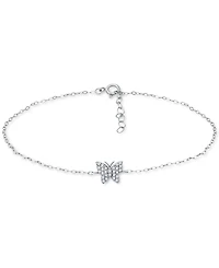 Giani Bernini Cubic Zirconia Butterfly Ankle Bracelet in Sterling Silver, Created for Macys