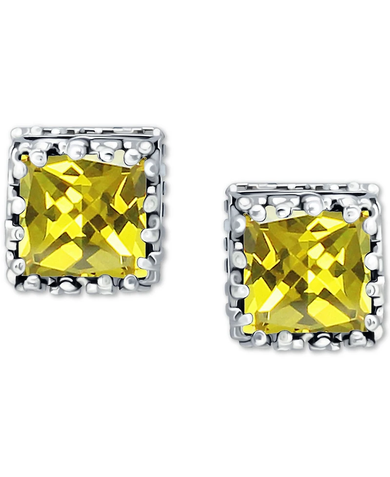 Giani Bernini Cubic Zirconia Princess Stud Earrings Sterling Silver, Created for Macy's