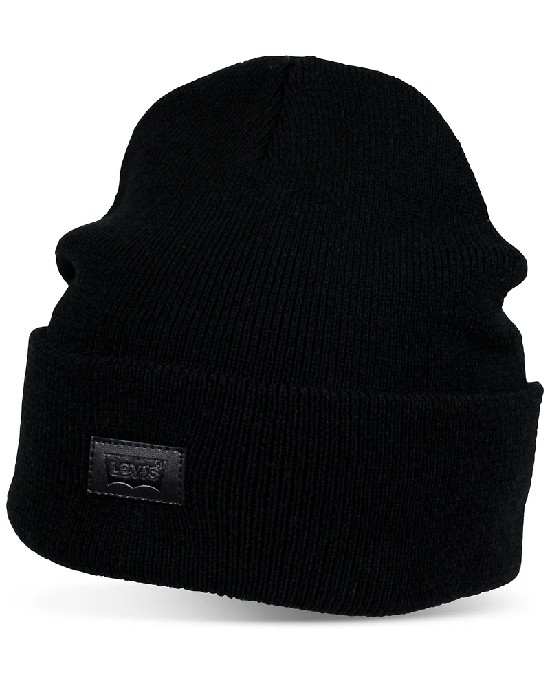 Levi's All Season Comfy Leather Logo Patch Hero Beanie