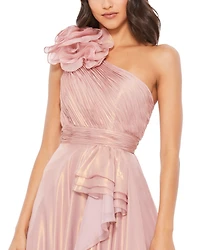 Women's Iridescent One Shoulder Rosette Ball Gown