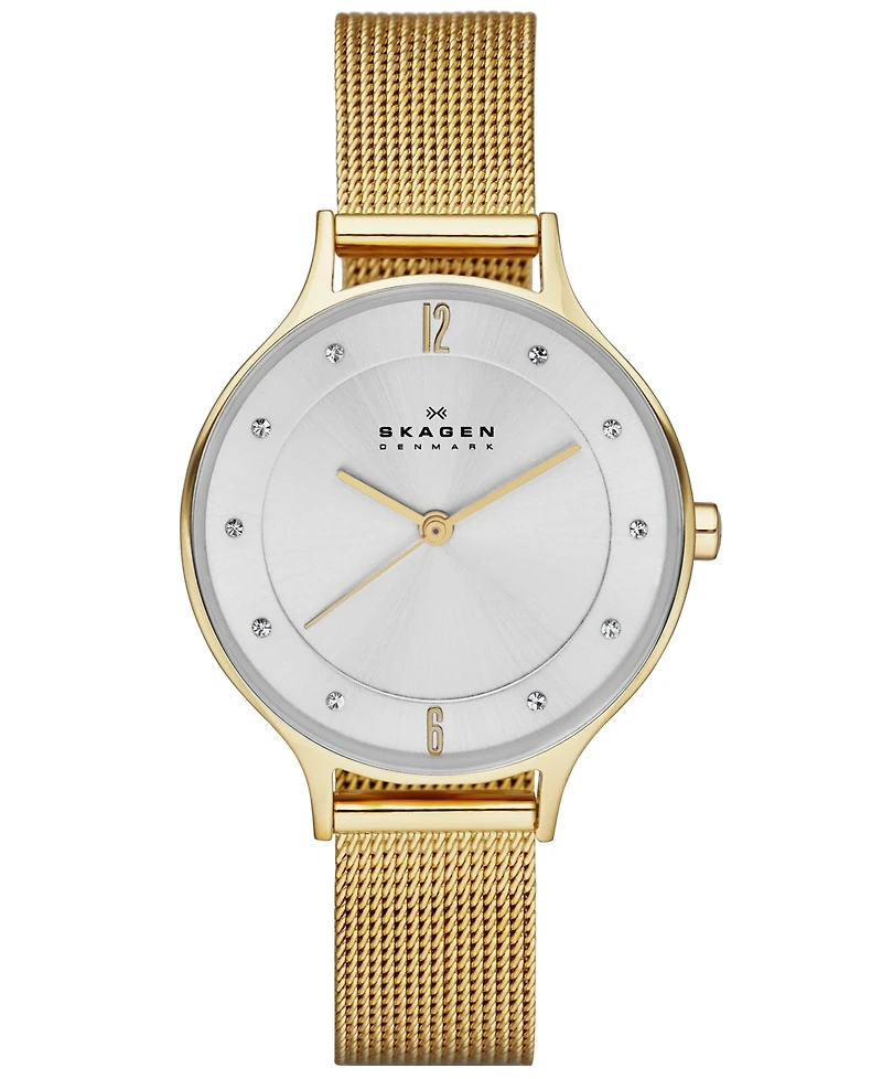 Skagen Women's Anita Gold-Tone Stainless Steel Mesh Bracelet Watch 30mm SKW2150