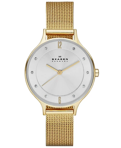 Skagen Women's Anita Gold-Tone Stainless Steel Mesh Bracelet Watch 30mm SKW2150