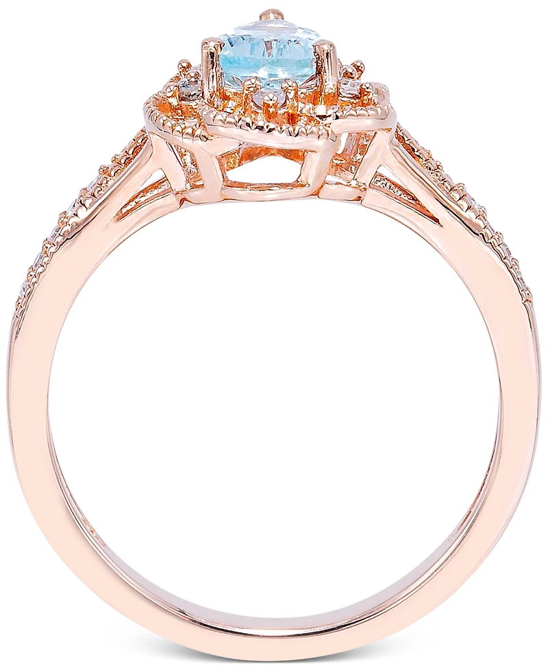 Aquamarine (1/2 ct. t.w.) & Diamond (1/10 ct. t.w.) Ring in 14k Rose Gold