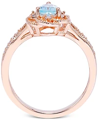 Aquamarine (1/2 ct. t.w.) & Diamond (1/10 ct. t.w.) Ring in 14k Rose Gold