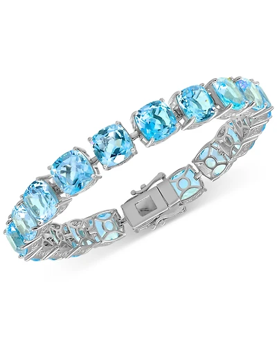 Blue Topaz Cushion Tennis Bracelet (47 ct. t.w.) in Sterling Silver (Also in Amethyst & Citrine)