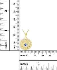 Cubic Zirconia & Lab-Grown Blue Spinel (1/20 ct. t.w.) Evil Eye Disc 18" Pendant Necklace in 14k Gold-Plated Sterling Silver
