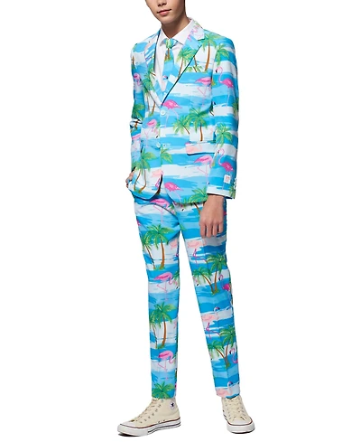 OppoSuits Teen Boys Flaminguy Flamingo Suit Including Blazer, Pants and Clip-On-Tie