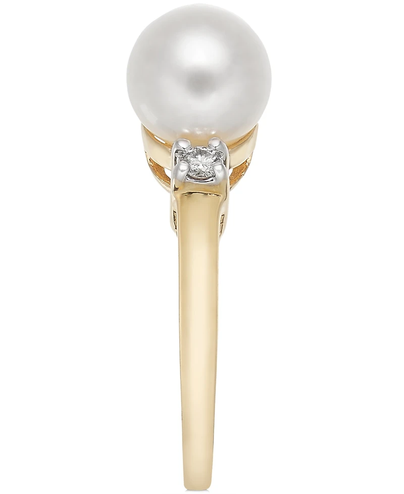 Cultured Freshwater Pearl & Diamond (1/10 ct. t.w.) Ring in 14k Gold