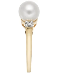 Cultured Freshwater Pearl & Diamond (1/10 ct. t.w.) Ring in 14k Gold