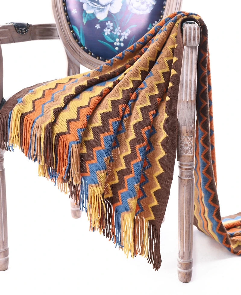 Happycare Textiles Multi-Color Chevron Pattern Throw, 60" x 50"