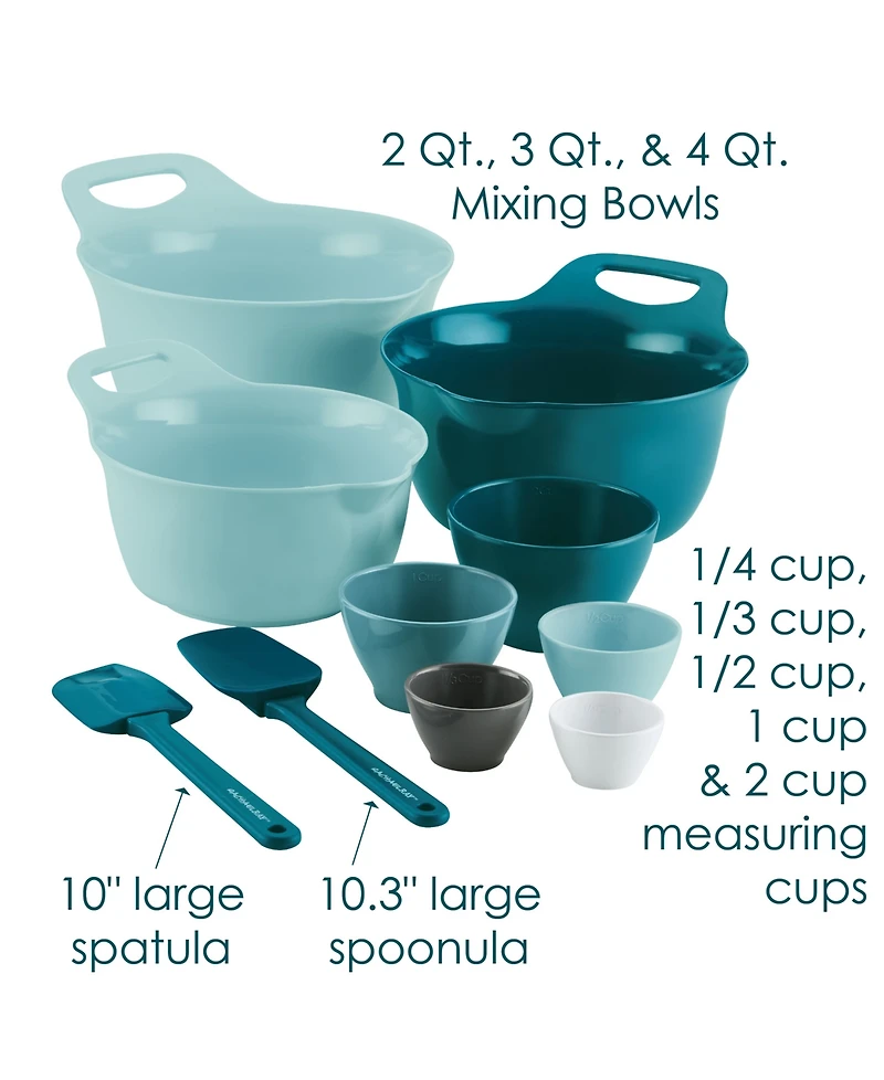 Rachael Ray 10-Pc. Mix and Measure Mixing Bowl Measuring Cup Utensil Set