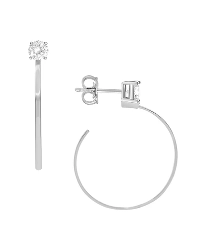 And Now This Cubic Zirconia C Hoop Post Earring in Silver Plate or Gold Plate