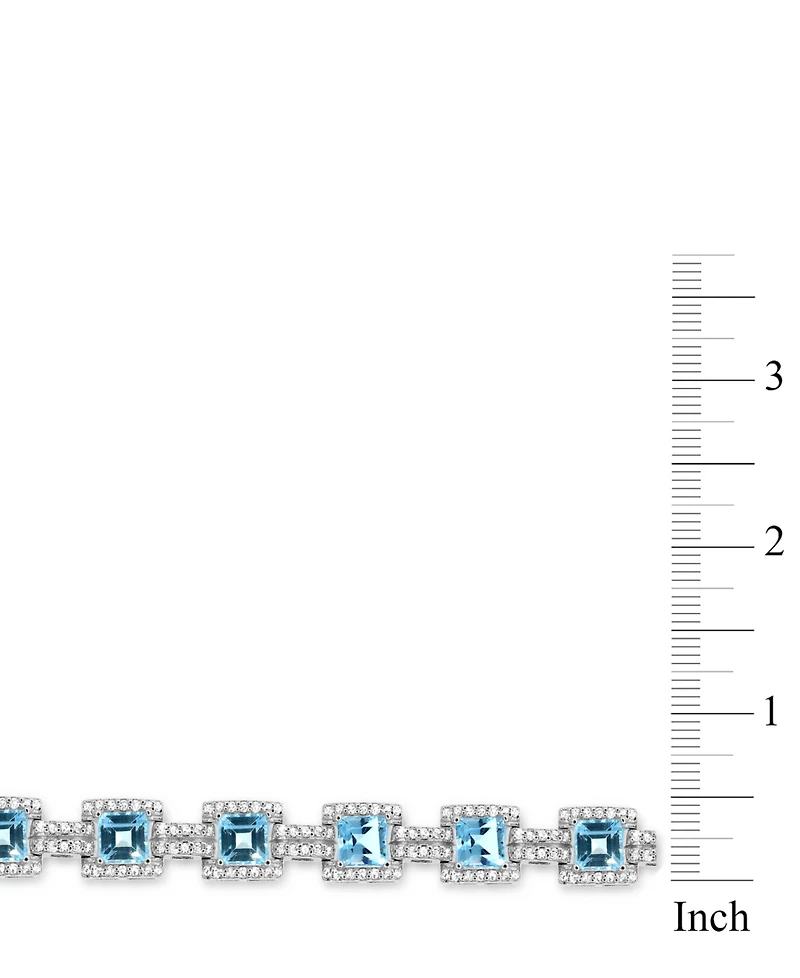 Blue and White Topaz Tennis Bracelet in Sterling Silver