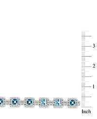Blue and White Topaz Tennis Bracelet in Sterling Silver
