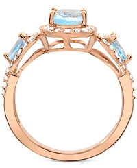 Aquamarine (1-1/2 ct. t.w.) Diamond (1/2 ct. t.w.) Ring in 14K Rose Gold