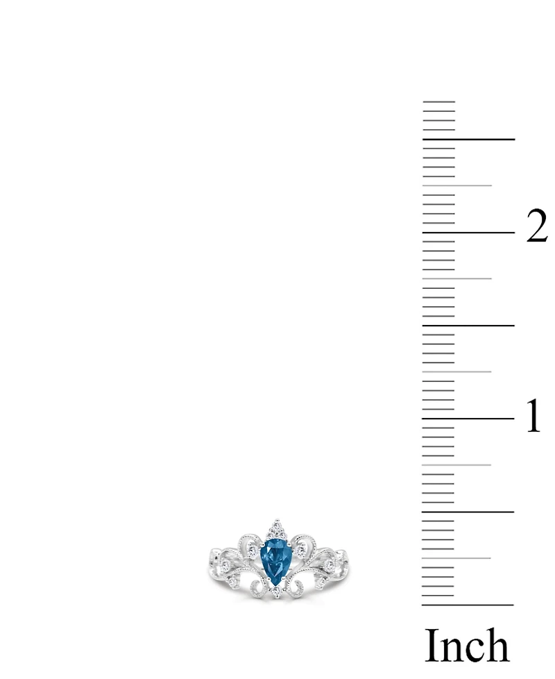 Sapphire (1/2 ct. t.w.) and Diamonds (1/8 ct. t.w.) Ring Set in 14k White Gold
