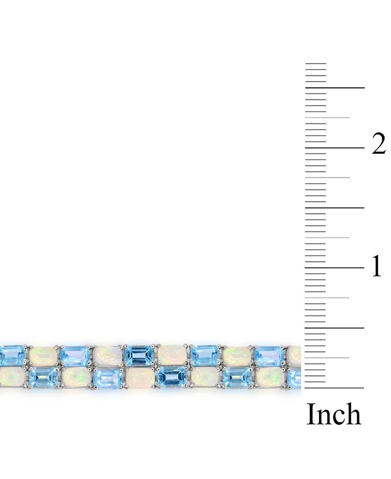 Sky Blue Topaz (26-3/8 ct. t.w.) and Opal (18-3/4 ct. t.w.) Tennis Bracelet in Sterling silver