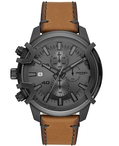 Diesel Men's Griffed Chronograph Brown Leather Watch 48mm